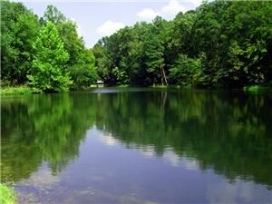 ADERHOLDT MILLS LAKE IN ALABAMA - Aderholdt Mill, situated on the Tallaseehatchee Creek in Jacksonville, began operation in 1836. It was the first grist mill in Calhoun County, and is listed on the National Register of Historic Places.
